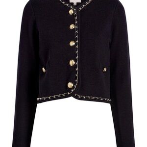 Cinq A Sept Elegant Navy Jacket with Gold Accents NWT